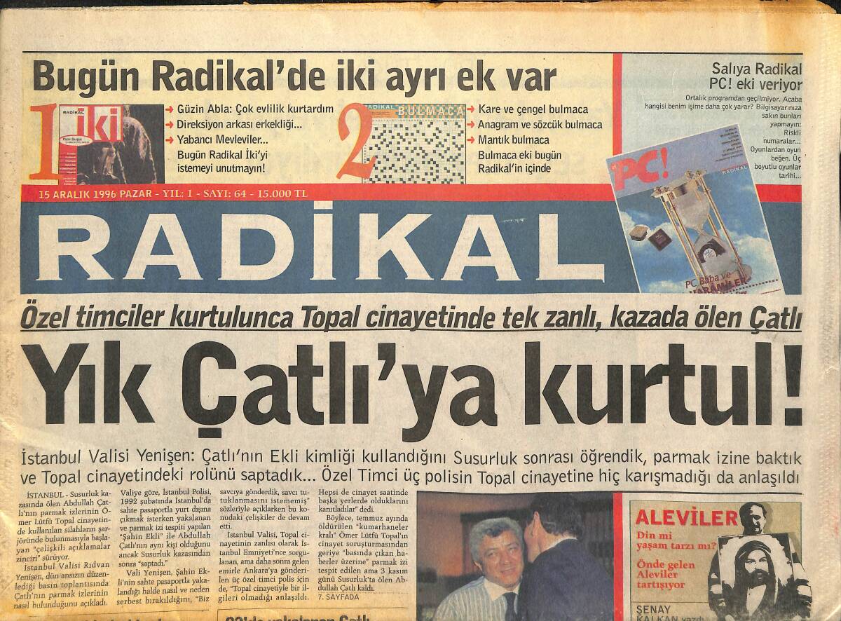 Radikal Gazetesi 15 Aralık 1996 - Trabzon'da Yılmaz Dönemi Başlıyor - Mesut Yılmaz'la Tansu Çiller'in Tek Ortak Yanı Emel Sayın GZ147880 - 1