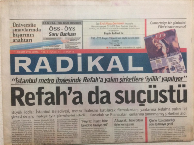 Radikal Gazetesi 15 Kasım 1996 - Refaha Da Suç Üstü GZ27494 - 1
