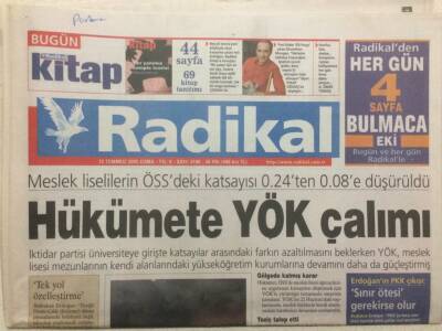 Radikal Gazetesi 15 Temmuz 2005 - Hükümete Yök Çalımı GZ34301 - 1