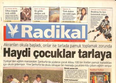 Radikal Gazetesi 16 Eylül 2003 - Olası İstanbul Depreminde 10 Yıl Ağır Vergi Ödenecek, Amerika Türkmen Anlaşması GZ126459 - 1
