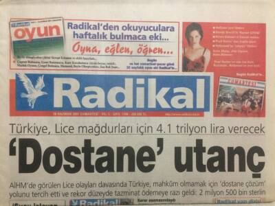 Radikal Gazetesi 18 Haziran 2001 - Dostane Utanç GZ34006 - 1