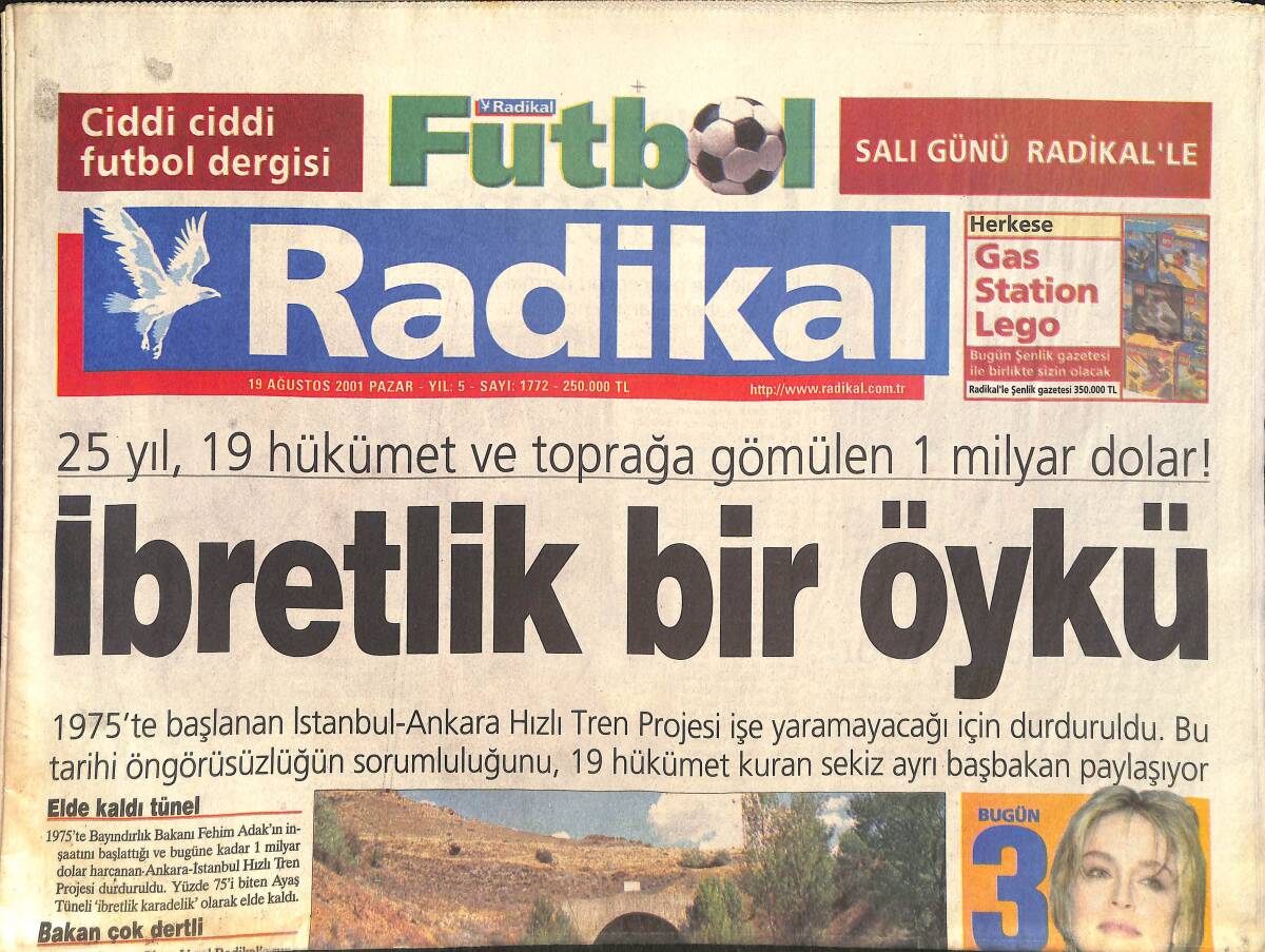 Radikal Gazetesi 19 Ağustos 2001 - İncirlik'ten Sır Uçuş - Memleketin Aynası Haluk Levent GZ2568 - 1