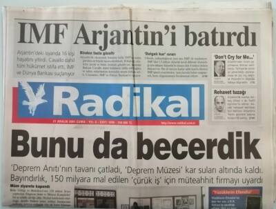 Radikal Gazetesi 21 Aralık 2001 Bilim Muzaffer Aksoy için Yasta - Oklar Iraka Yöneldi - GZ44724 - 1