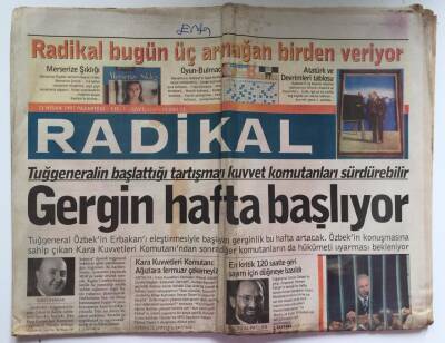 Radikal Gazetesi 21 Nisan 1997 - Tuğgeneral Özbekin Erbakanı Eleştirmesiyle Başlayan Gergin Hafta Başlıyor GZ39079 - 1