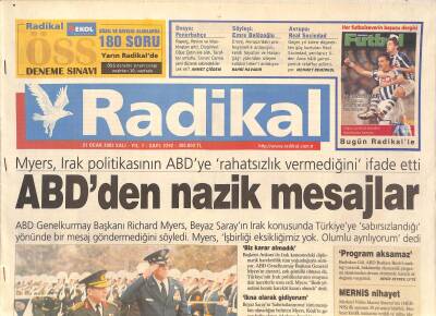Radikal Gazetesi 21 Ocak 2003 - Gülenin Amacı Cihat - ABDden Nazik Mesajlar GZ127093 - 1