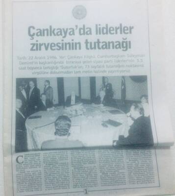 Radikal Gazetesi 22 Aralık 1996 - Çankayada Liderler Zirvesinin Tutanağı GZ42150 - 1