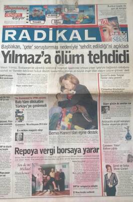 Radikal Gazetesi 23 Kasım 1997-Mesut Yılmaza Ölüm Tehdidi GZ45455 - 1