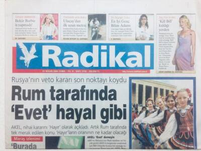 Radikal Gazetesi 23 Nisan 2004 - Rum Tarafında Evet Hayal Gibi GZ42979 - 1