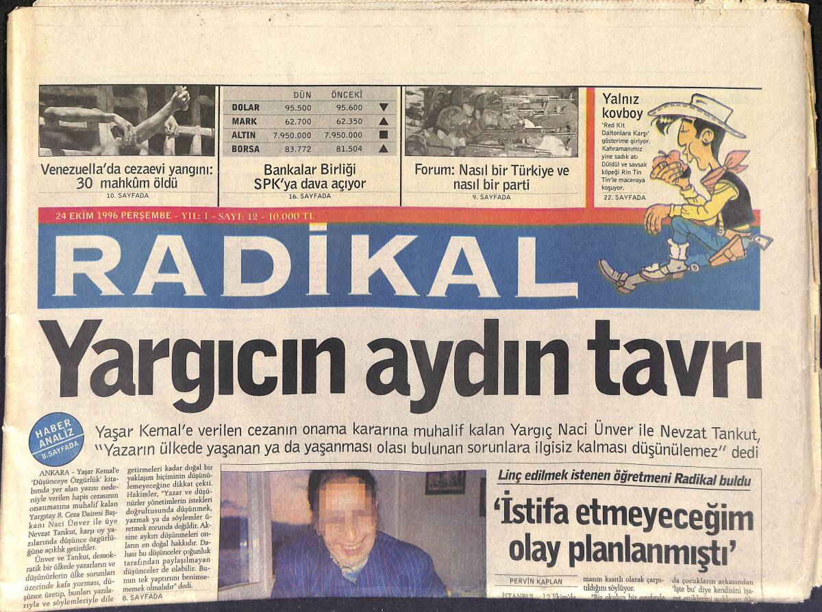 Radikal Gazetesi 24 Ekim 1996 - Çiller: Siyaset Din Hizmetinde - Trabzon'a Doping GZ3134 - 1