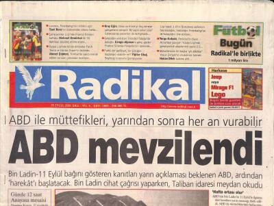 Radikal Gazetesi 25 Eylül 2001 - Bushun İlk Emri - Fenerbahçenin En Zor Sınavı - Pakistanda Cihat Çağrısı GZ126913 - 1