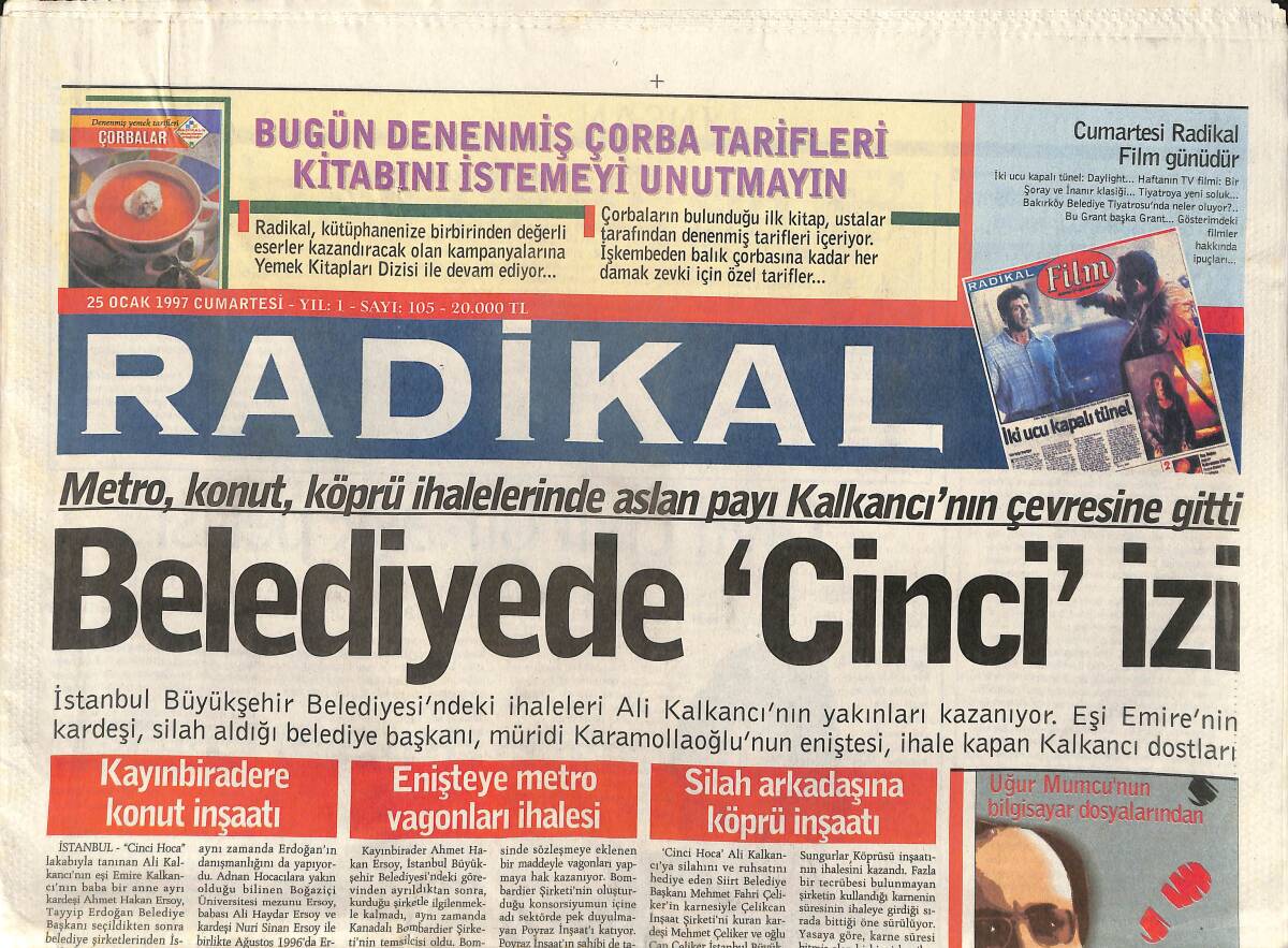 Radikal Gazetesi 25 Ocak 1997 - Susurluk'ta Medya Kazandı , Çiller Kaybetti - Mehmet Ağar MGK Onayı İçin Ne Diyor ? GZ157332 - 1