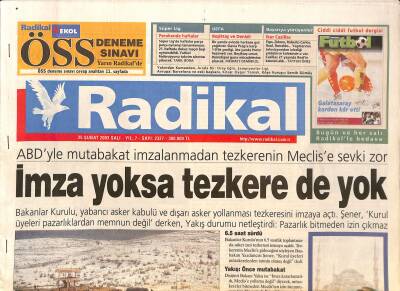 Radikal Gazetesi 25 Şubat 2003 - Kuzey Irak Çok Gergin - Lucescuya Yenilmek İyi Geldi GZ127971 - 1
