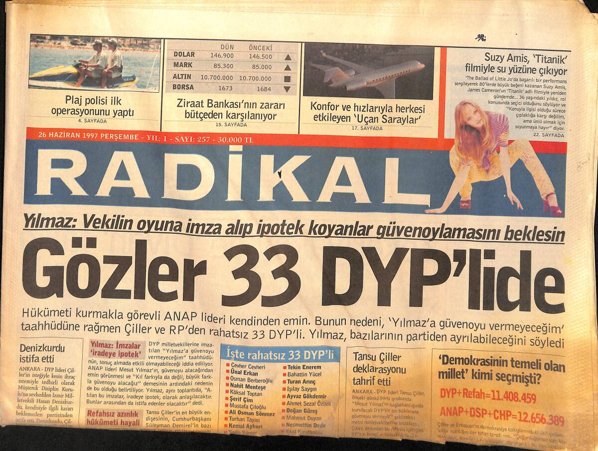 Radikal Gazetesi 26 Haziran 1997 - Baykal'a CHP Eleştirisi - YÖK'ün Yasaklı Üniversiteleri GZ155494 - 1