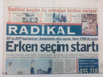 Radikal Gazetesi - 26 Mart 1997 - Erken Seçim Startı GZ46769 - 1