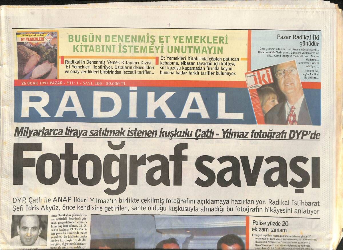 Radikal Gazetesi 26 Ocak 1997 - Çatlı CIA'ya da Çalıştı Mı ? - Radikal , Patricia Arguette'le Görüştü GZ157331 - 1