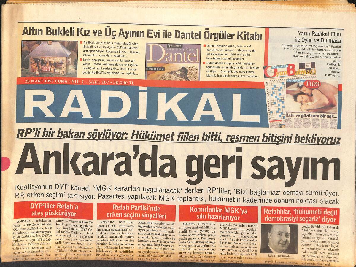 Radikal Gazetesi 28 Mart 1997 - Bulls'da Rodman Şoku - Sergen Yalçın: Ya Avrupa Ya Da Futbola Veda GZ147792 - 1