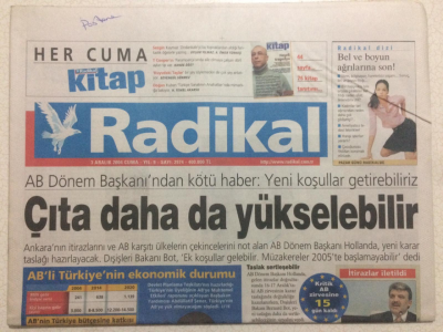 Radikal Gazetesi 3 Aralık 2004 - AB Dönem Başkanından Kötü Haber GZ23746 - 1