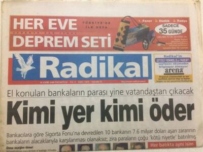 Radikal Gazetesi 30 Ekim 2000 - El Konulan Bankaların Parası Yine Vatandaştan Çıkacak GZ47801 - 1