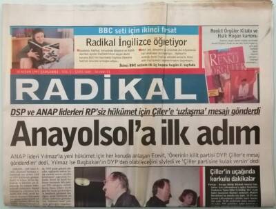 Radikal Gazetesi 30 Nisan 1997 Erbakandan Seçim İçin Hodri Meydan -GZ44544 - 2
