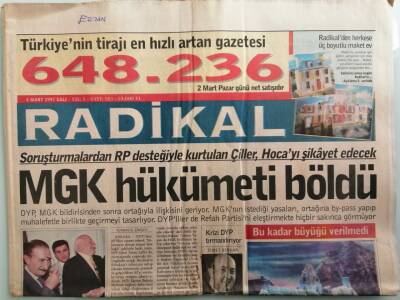 Radikal Gazetesi 4 Mart 1997 Erbakan Hükümet MGKda Kurulmaz -GZ37969 - 1