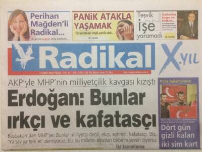 Radikal Gazetesi 4 Şubat 2007 - Tayyip ErdoğanBunlar Irkçı Ve Kafatasçı GZ50658 - 1