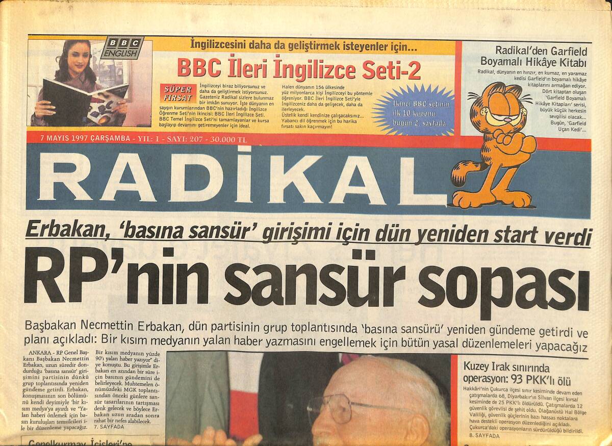 Radikal Gazetesi 7 Mayıs 1997 - RP'nin Sansür Sopası - Spice Girls : Erkekler Kadar İyiyiz GZ148008 - 1