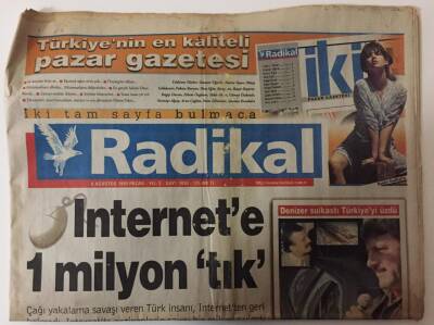 Radikal Gazetesi 8 Ağustos 1999 - İnternete 1 Milyon Tık GZ25141 - 1