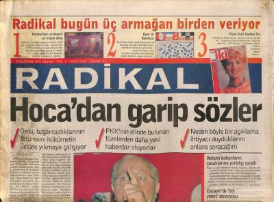 Radikal Gazetesi 8 Haziran 1997 - Şebnem Dönmez Şarkıcı Oluyor - Orhan Pamuk , Üçüncü Dünya Edebiyatını Yazdı GZ93595 - 1
