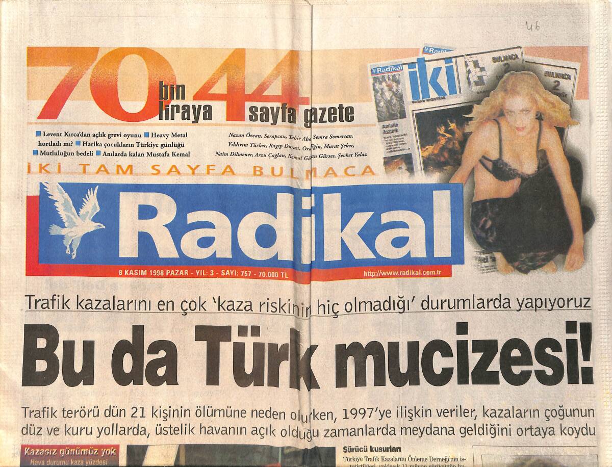 Radikal Gazetesi 8 Kasım 1998 - Komünistler Moskova'da - Fener Başkanını Hasta Etti GZ2023 - 1