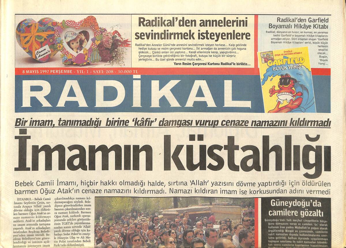 Radikal Gazetesi 8 Mayıs 1997 - Tansu Çiller'e Çete Dokundurması - Versace - Erbakan'ın Kravatlarımızı Takması Güzel GZ148007 - 1