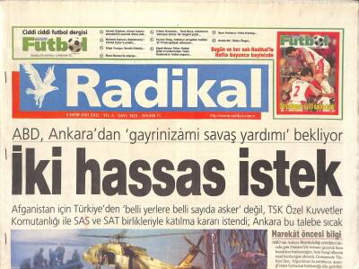 Radikal Gazetesi 9 Ekim 2001 - Özbekistanda Tehlike Çanları - Kuzey İttifakı Kabili İzliyor GZ126915 - 1