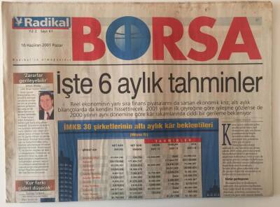 Radikal Gazetesi Borsa Eki 10 Haziran 2001- İşte 6 Aylık Tahminler GZ20385 - 1