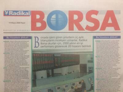 Radikal Gazetesi Borsa Eki 14 Mayıs 2000 - 2000in En İyi 20 Hissesi GZ38631 - 1