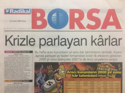 Radikal Gazetesi Borsa Eki - 24 Aralık 2000 - Krizle Parlayan Karlar,Takas Krizde Hatırlandı GZ24467 - 1