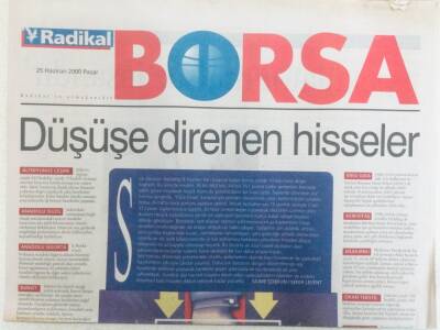 Radikal Gazetesi Borsa Eki 25 Haziran 2000 - Düşüşe Direnen Hisseler GZ40364 - 1