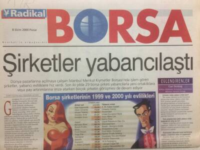 Radikal Gazetesi Borsa Eki 8 Ekim 2000 - Şirketler Yabancılaştı GZ35681 - 1