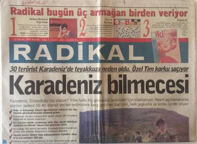 Radikal Gazetesi Eki 21 Eylül 1997 - Karadeniz Bilmecesi Karadeniz Güneydoğu Mu Olacak GZ20371 - 1