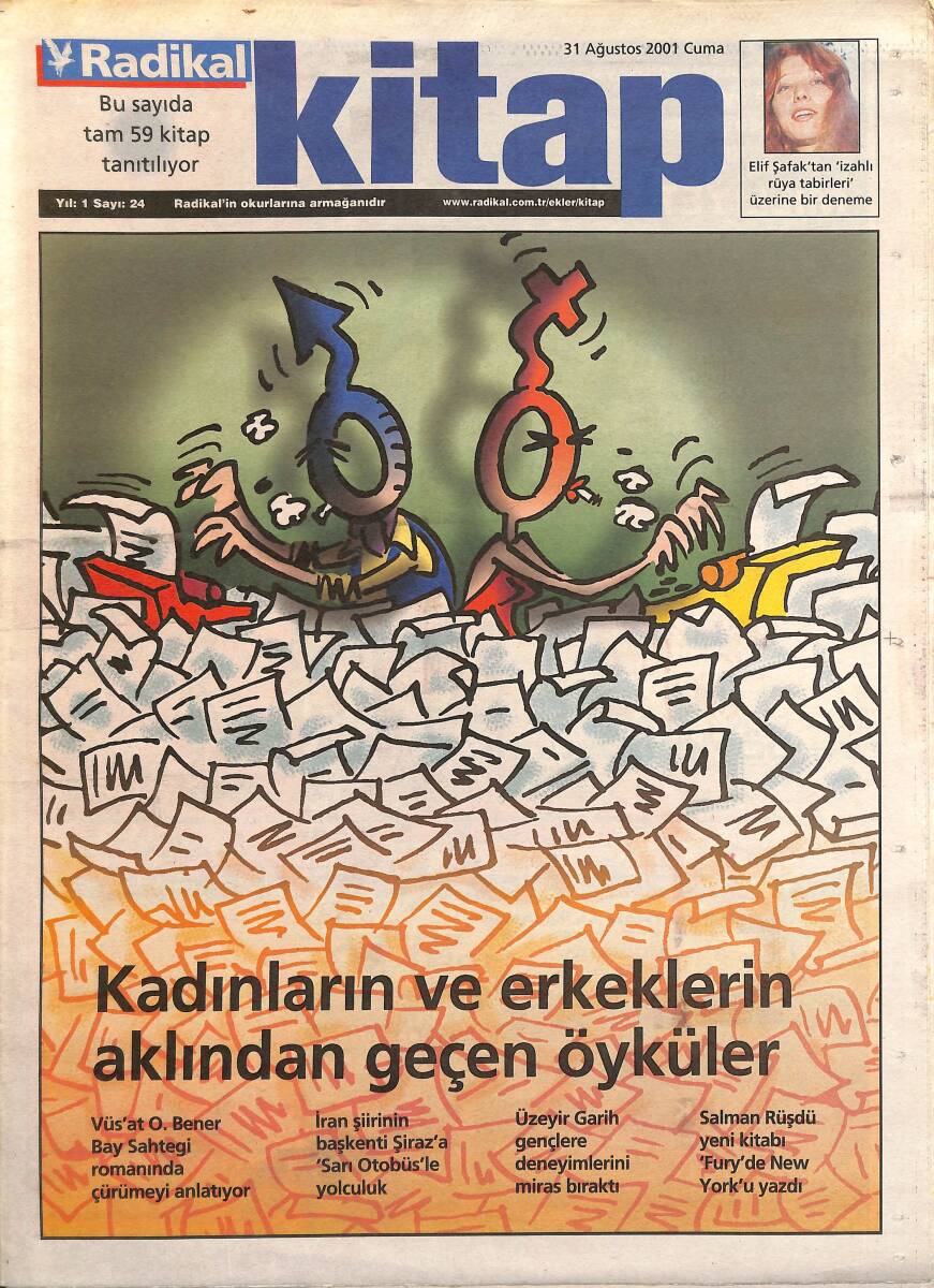Radikal Gazetesi Kitap Eki 31 Ağustos 2001 - Çeroki'nin Özgür Ruhu - Yazıya Gönül Veren Artistler GZ3408 - 1