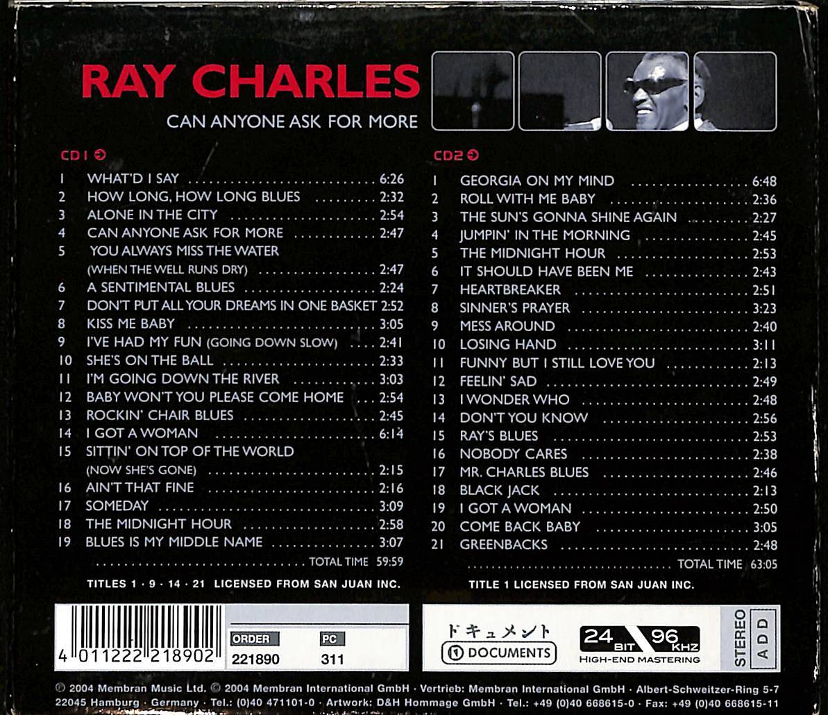 Ray Charles - Can Anyone Ask For More CD (İkinci El) CD5115 - 2