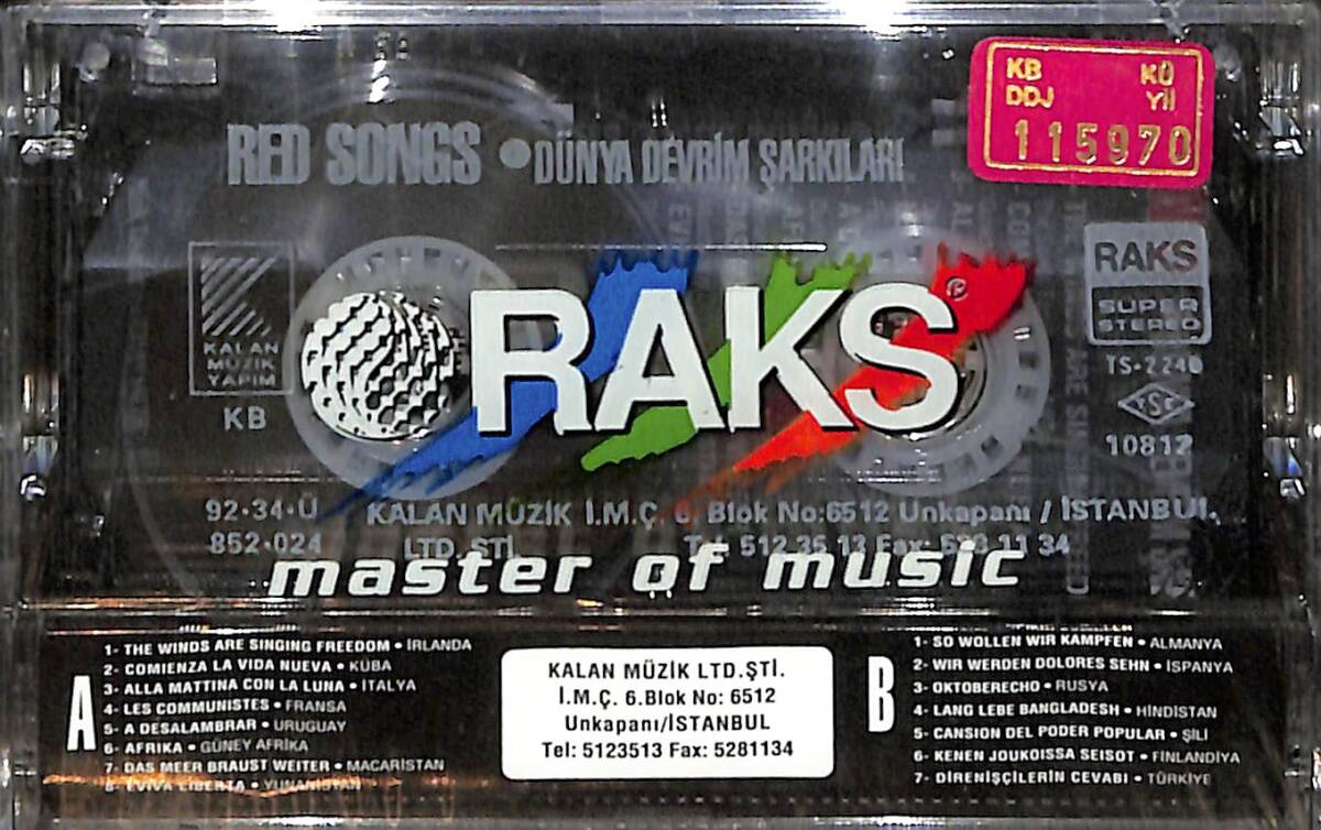 Red Songs - Dünya Devrim Şarkıları Kaset (Sıfır) KST26940 - 2