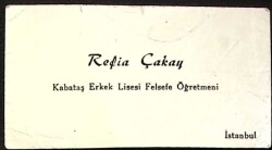 Refia Çakay Kabataş Erkek Lisesi Felsefe Öğretmeni Kartvizit EFM(N)11502 - Gökçekoleksiyon