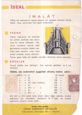 Reklam Broşür - İdeal Süt Makineleri 1955 Tanıtım Bröşürü - 2