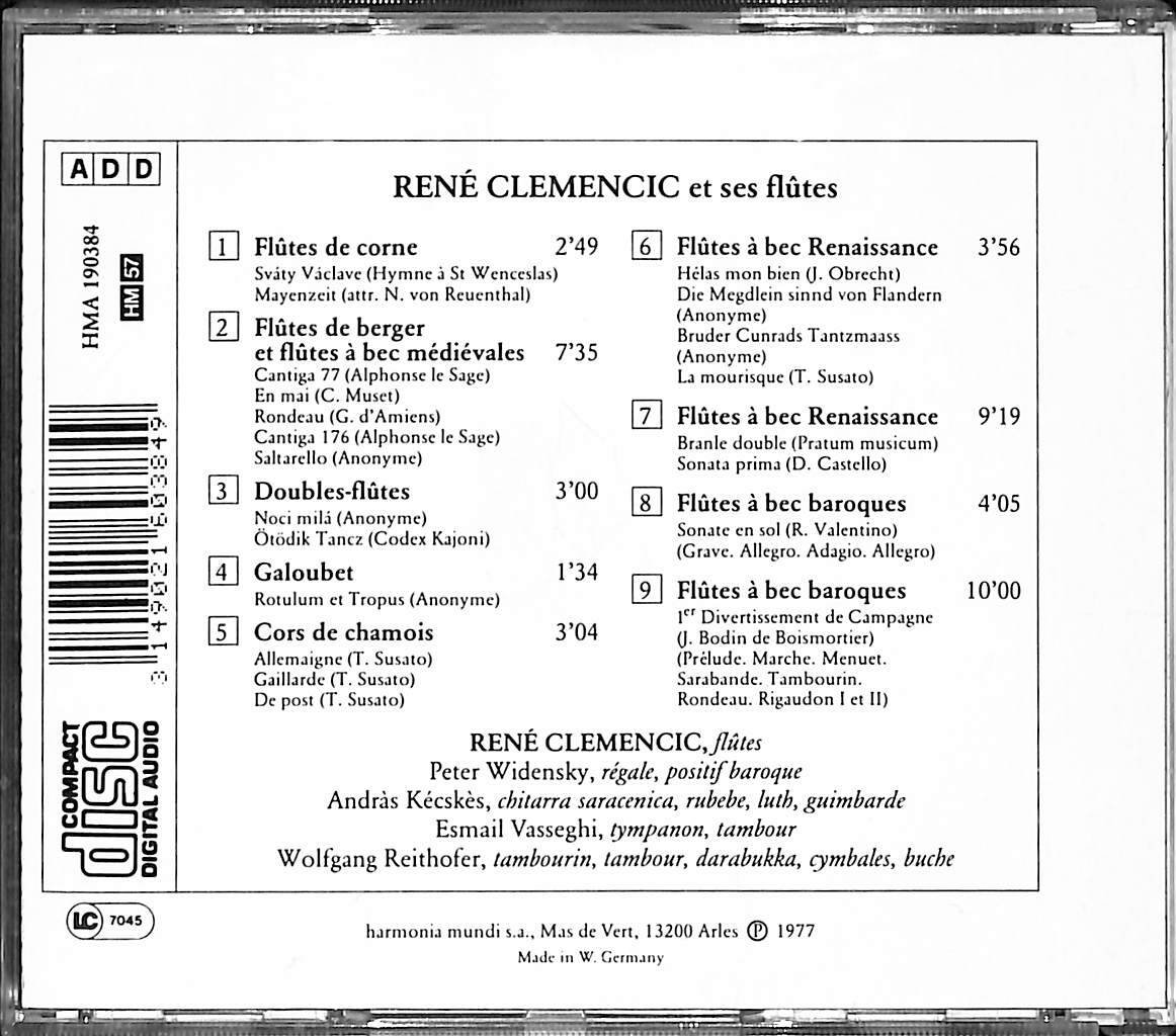 René Clemencic - Clemencic Et Ses Flûtes CD (İkinci El) CD4945 - 2