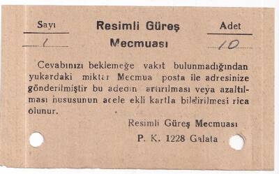Resimli Güreş Mecmuası İş Yeri Yazışması - 1
