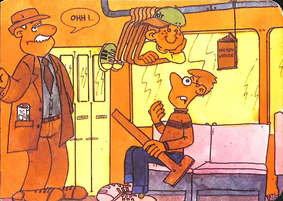 Retro Çizgi Film Karakterleri Kartpostal (Küçük Boy) KRT23449 - 1