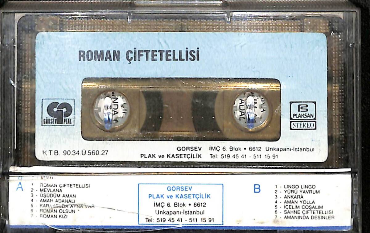 Roman Çiftetellisi Orijinal Kaset (ikinci El) * Görsev Kasetçilik - Kağıt Baskı - Mavi Bandrol - 1990 * KST30325 - 2