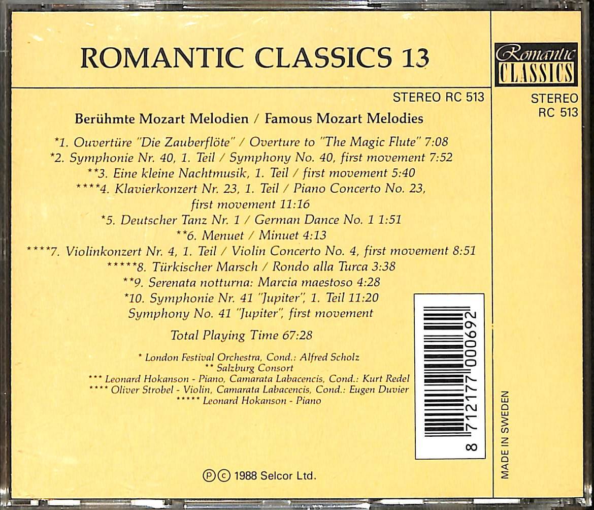 Romantic Classics - Famous Mozart Melodies CD (İkinci El) CD5029 - 2