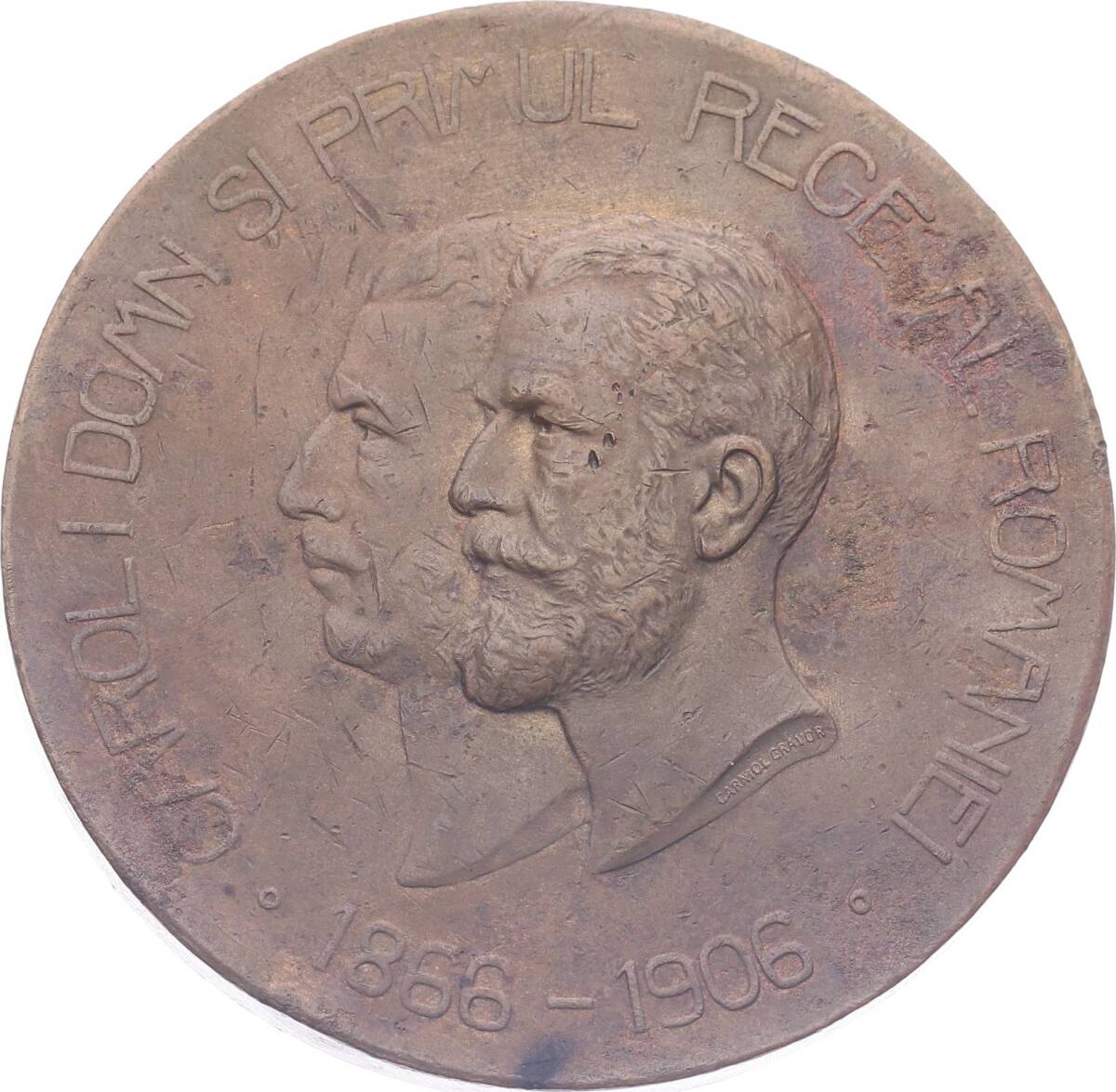 Romanya (1866-1906) İlk Kral ve Carol I Madalyonu Gilt Bronz MVM2029 - 1