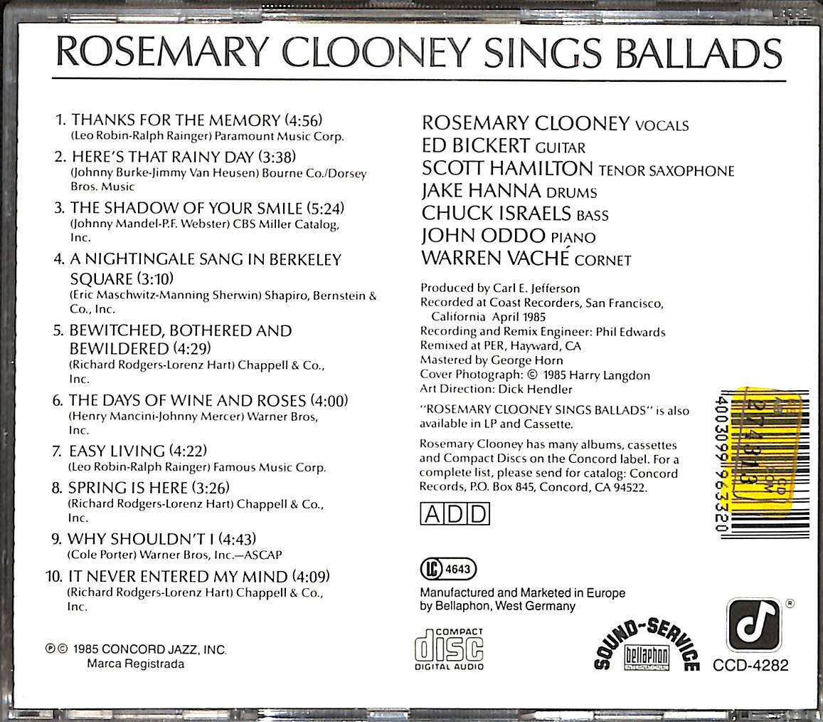 Rosemary Clooney - Sings Ballads CD (İkinci El) CD4377 - 2
