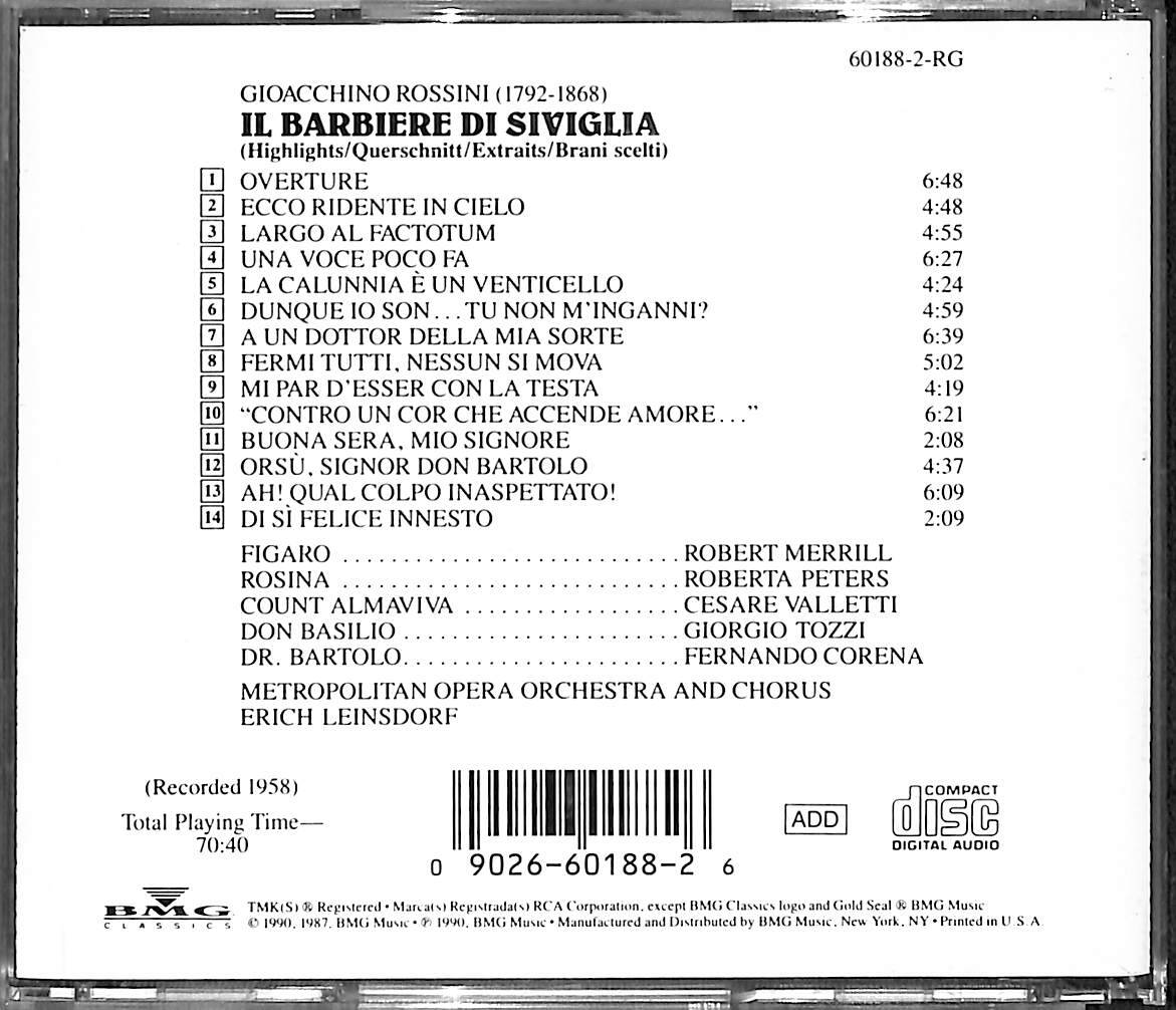 Rossini: Il Barbiere Di Siviglia CD (İkinci El) CD3933 - 2